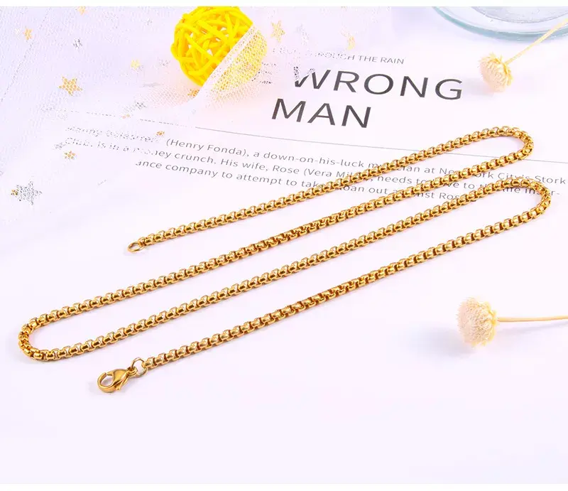 Thumbnail: Stainless Steel Rope Chain Box Necklace 2MM 2.5MM 3MM 4MM
