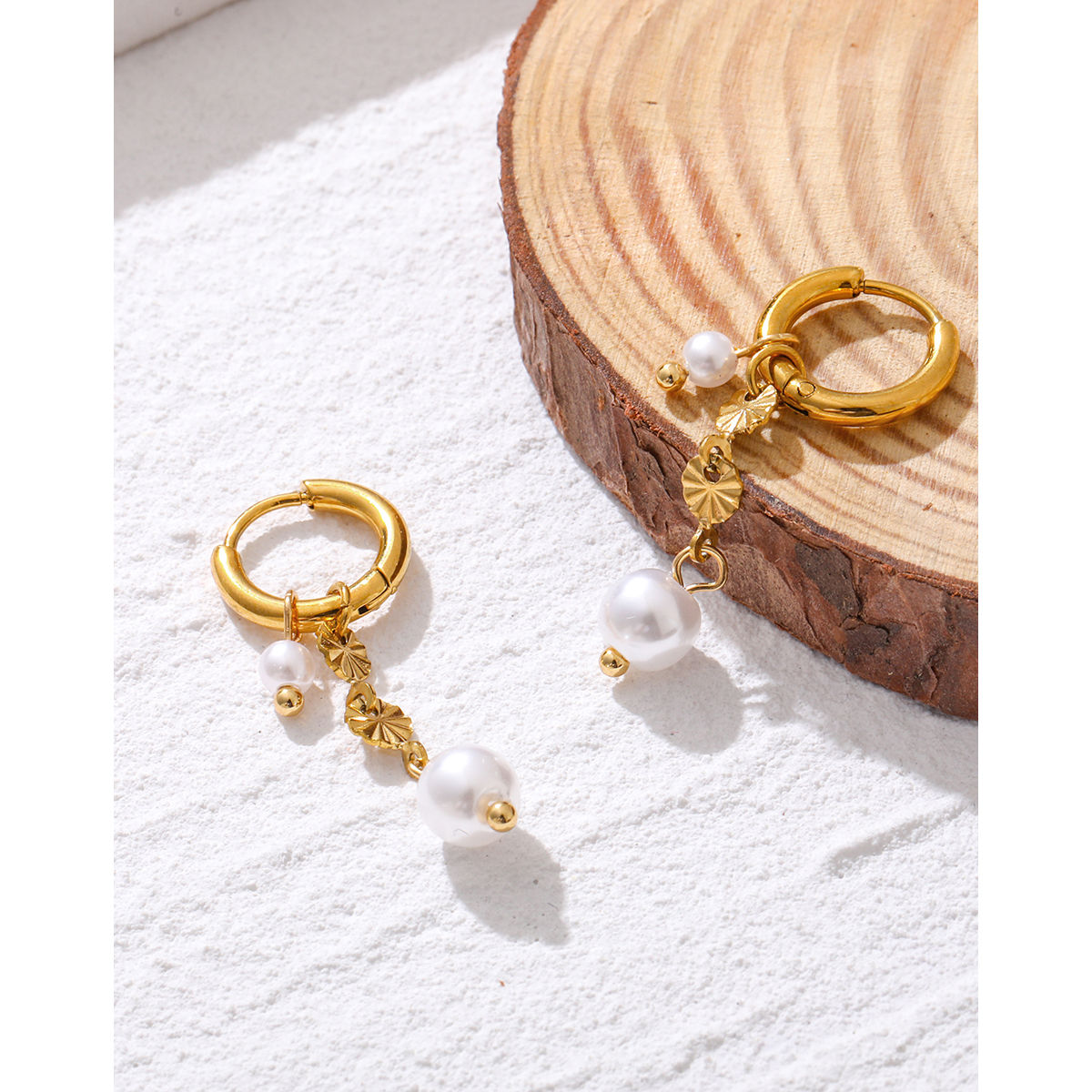 Baroque Pearl Charm Hoop Earrings