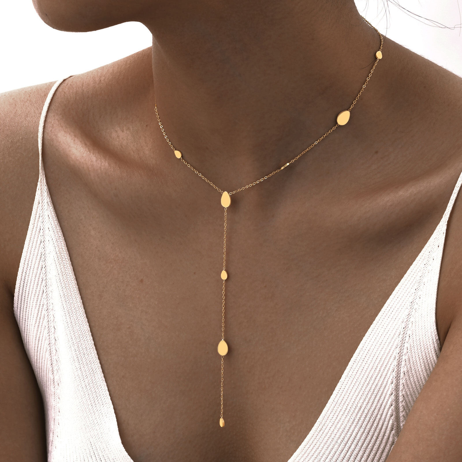 Heart Drop Lariat Necklace