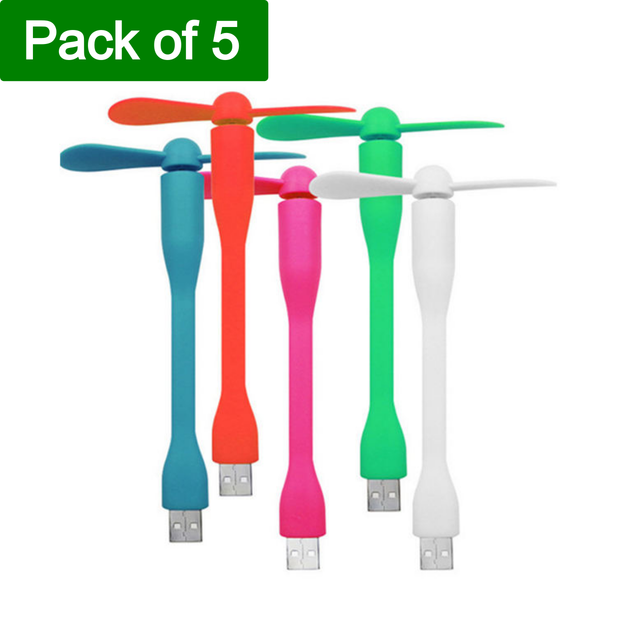 (5 Pack) Portable Mini USB Fan with 2 Blades for Laptop, Power Bank, Sma