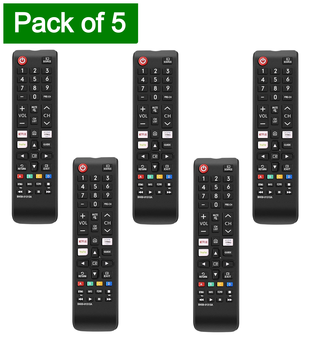 (5 Pack) Samsung Remote Compatible for All Samsung TV | Samsung Universal Remote