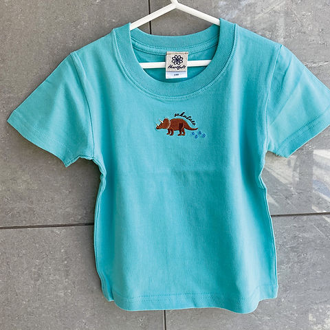 刺繍恐竜Tシャツ｜トリケラトプス｜ミント | 7216 online