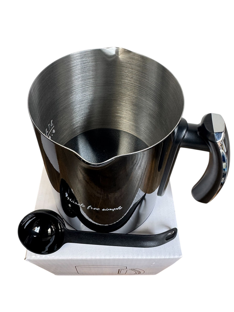 Black stainless steel brewing cup with anti stick coating