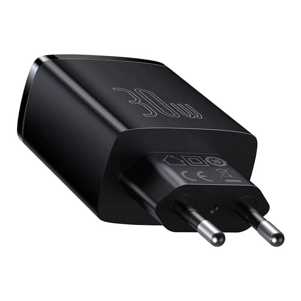 Baseus Compact Travel Charger 2x USB-A + USB-C 30W Black