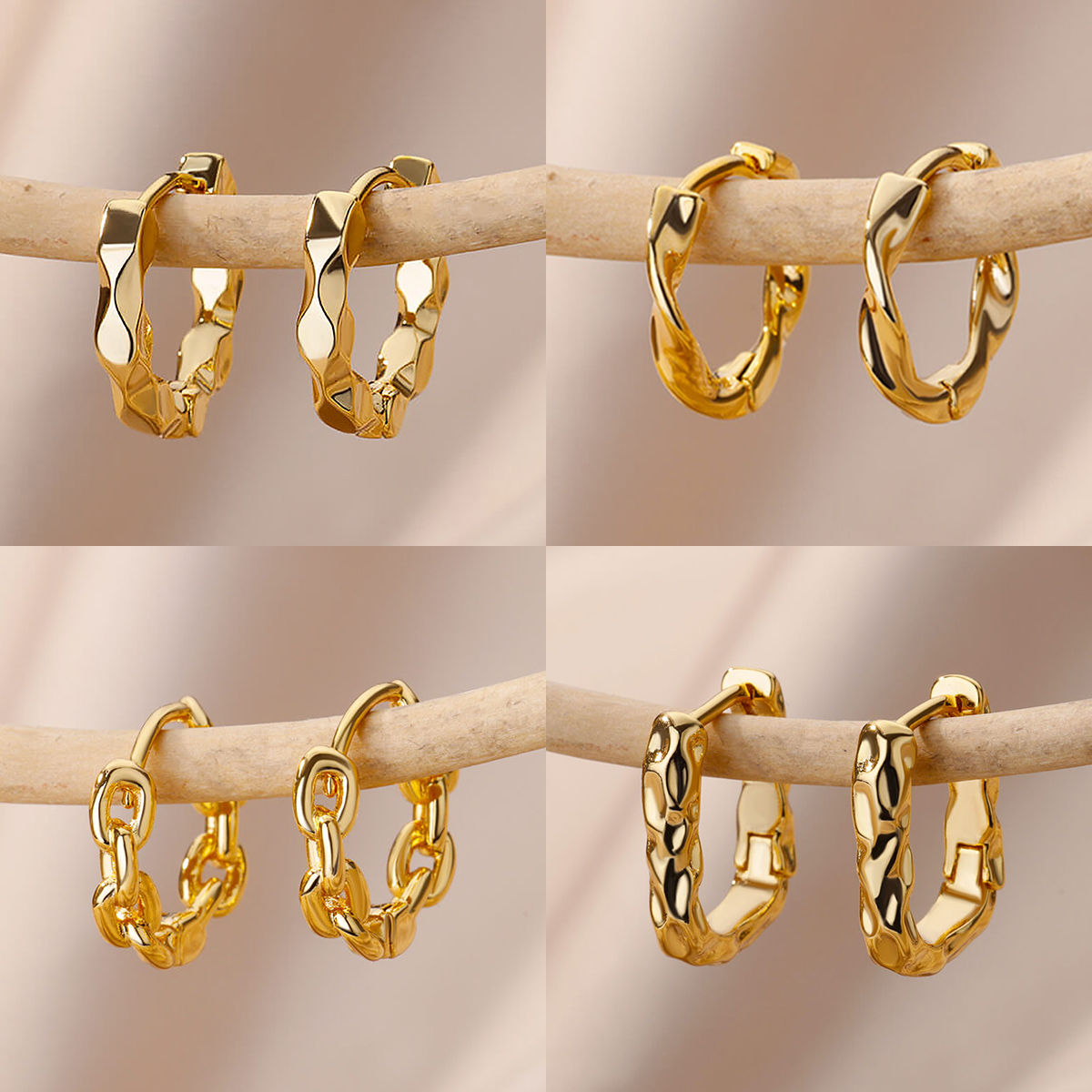 Elegant Round Earrings for Women Girls Luxury Stainless Steel Hoop Earrings Vint