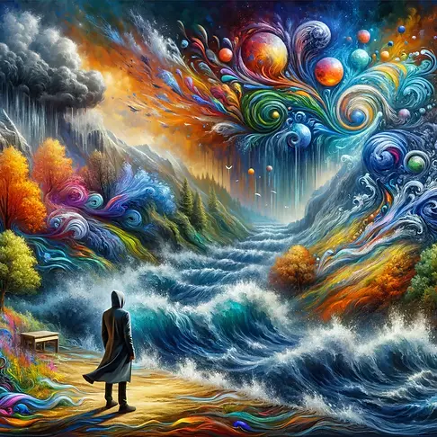 DALL·E 2024-02-03 06.13.53 - Imagine a wilder, more tumultuous river, its rushing waters s