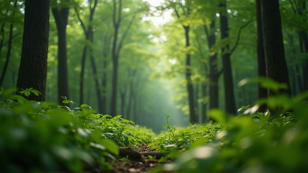 Eye-level view of a lush green forest in Alibag