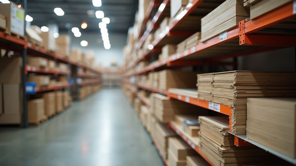 Close-up view of a variety of construction materials displayed in an online store
