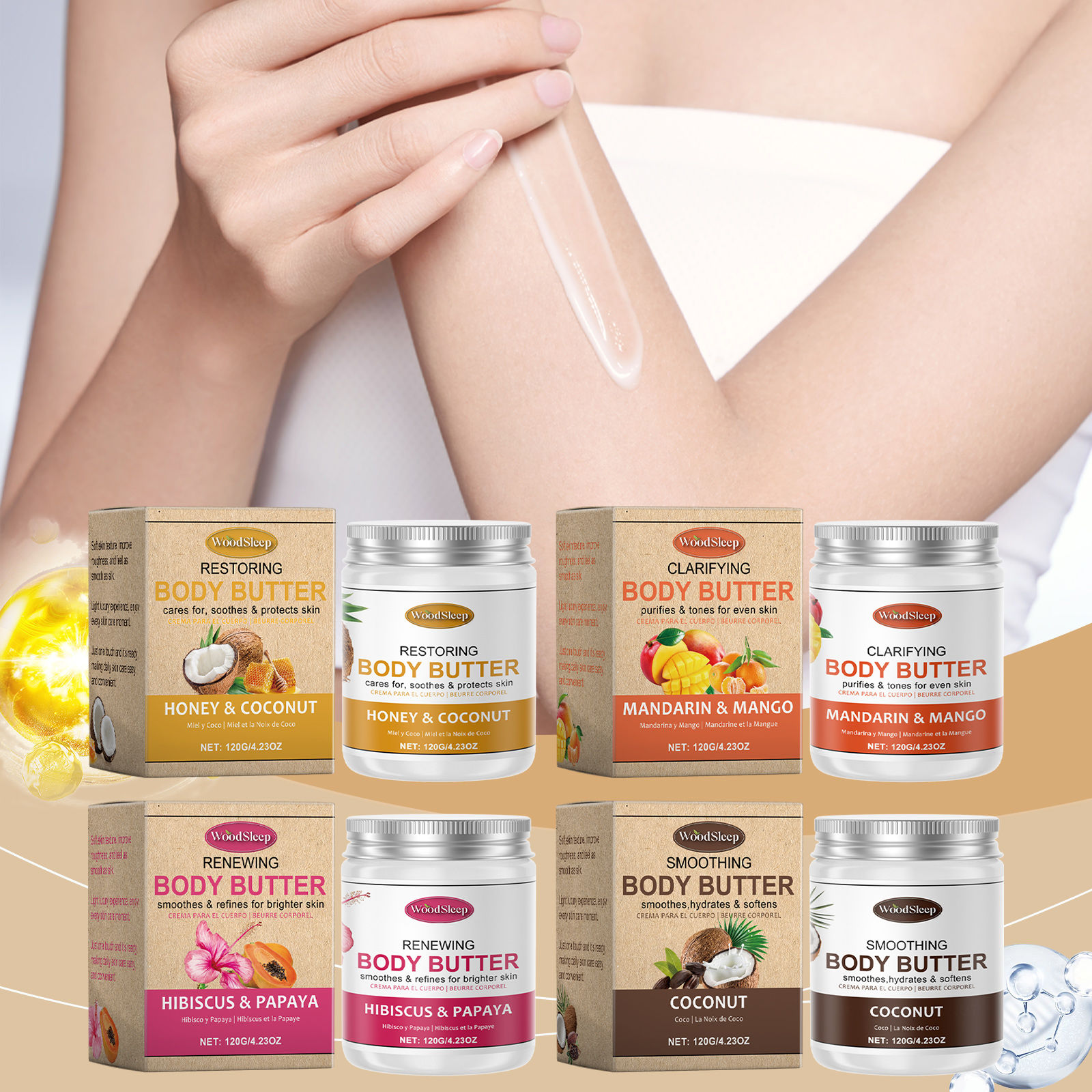 Woodsleep Coconut Body Butter Cream Long Lasting Smooth Skin Firming Anti Crack
