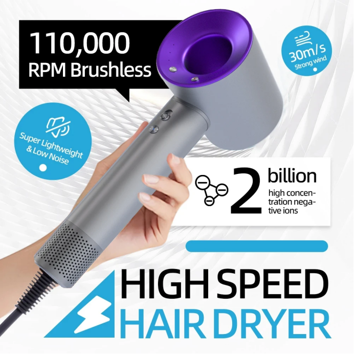 Thumbnail: High-Speed Bladeless Hair Dryer — 1600W Negative Ion, Silent & Quick-Dry