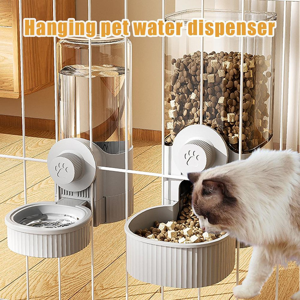 Thumbnail: Automatic Cat Feeder Hanging Cage Small Pet Food Bowl Water Bottle Dispenser 1.2