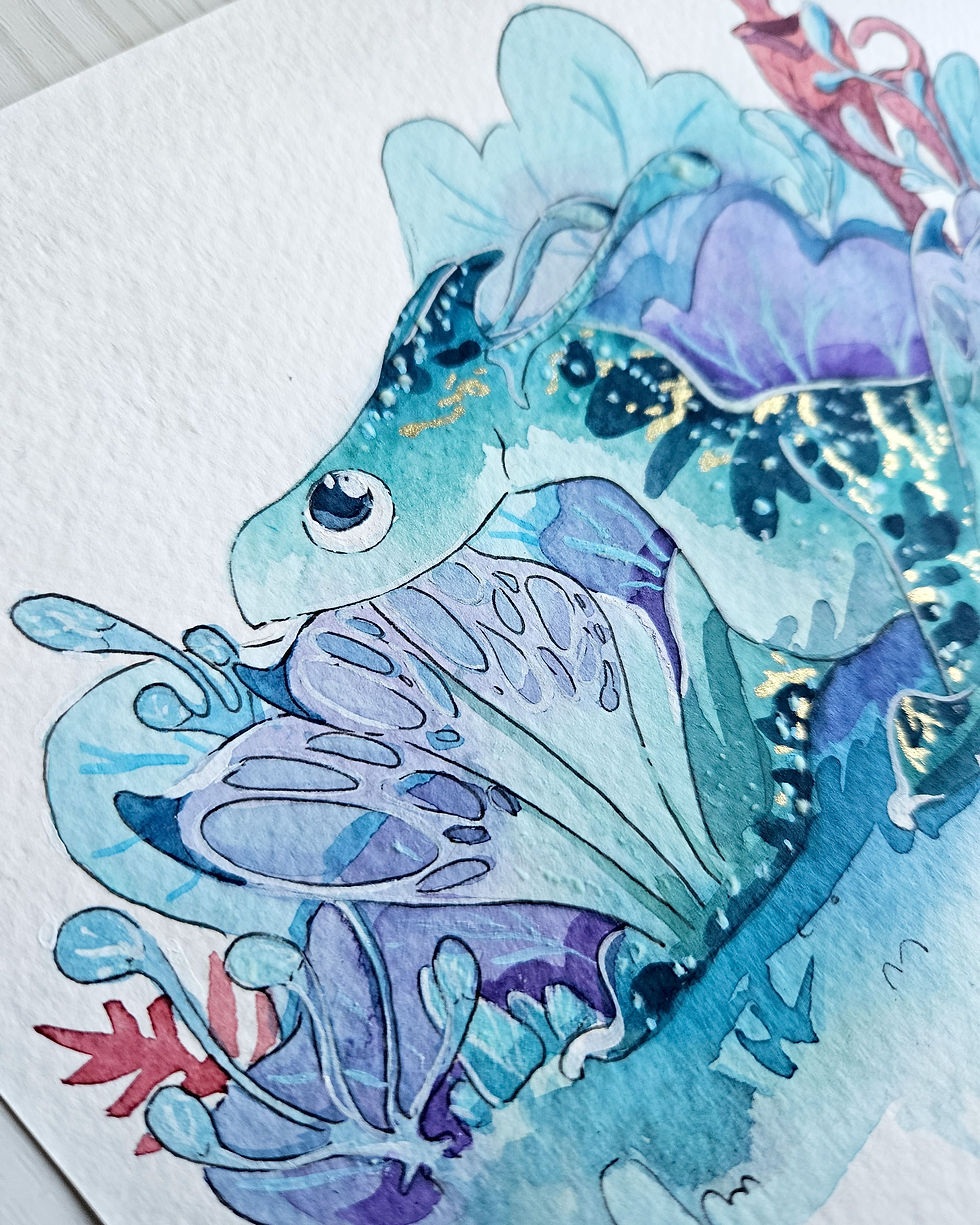 Miniature : Original Glow-in-the-Dark Ikran - Luminescent painting