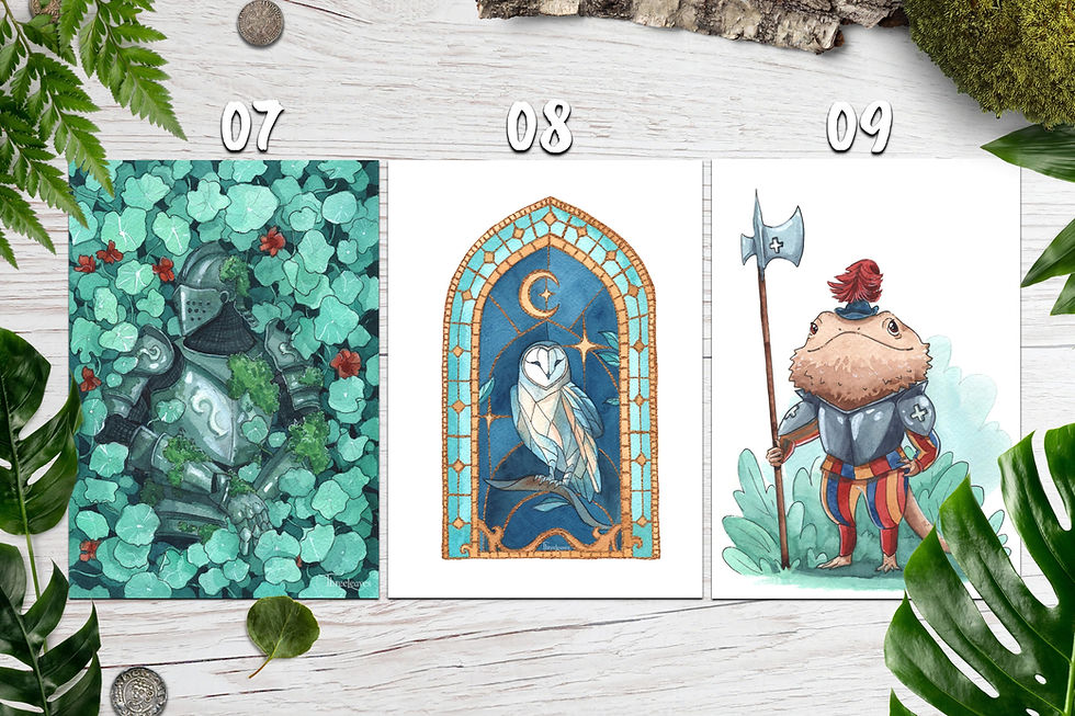 Miniature : A5 Original Watercolor Knightober Paintings