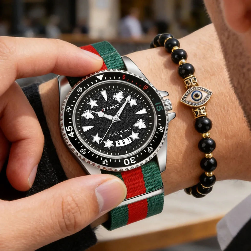 Miniatura: Relógio a Quartzo com Calendário, Ponteiro Luminoso e Pulseira de Nylon