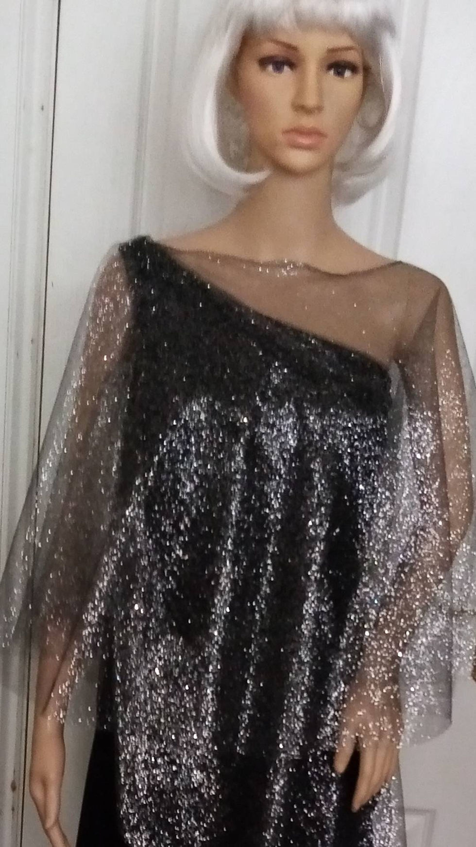 Thumbnail: Luxury evening cocktail party dress with shimmer mesh