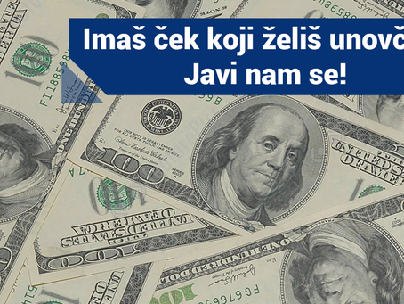 Imaš američki ček koji želiš unovčiti? Javi nam se!