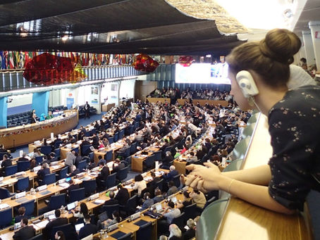 FN konferanse matsikkerhet jente ser utover konferansesal