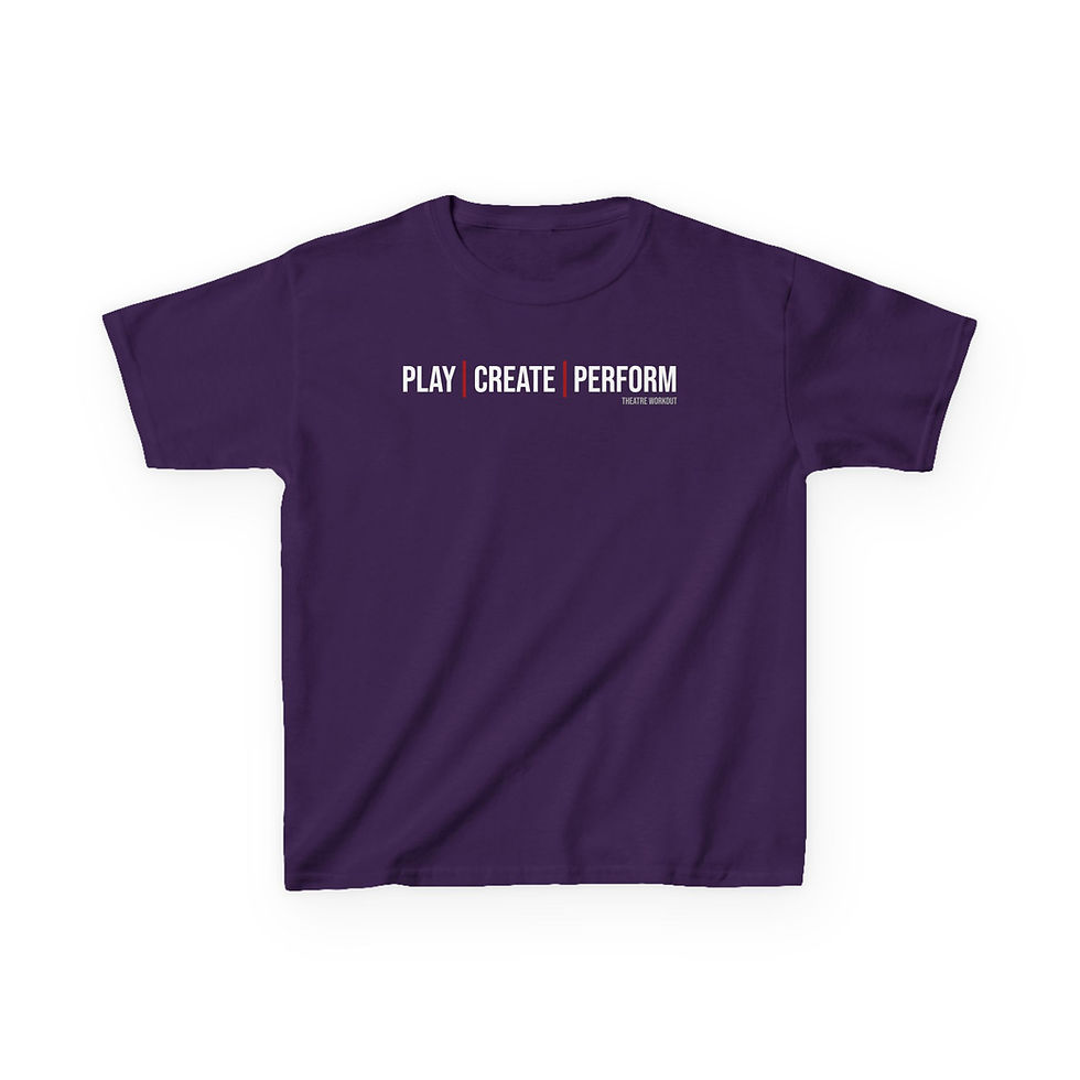 Thumbnail: Kids T-Shirt — "Play Create Perform" Theatre & Arts Tee for Young Performers