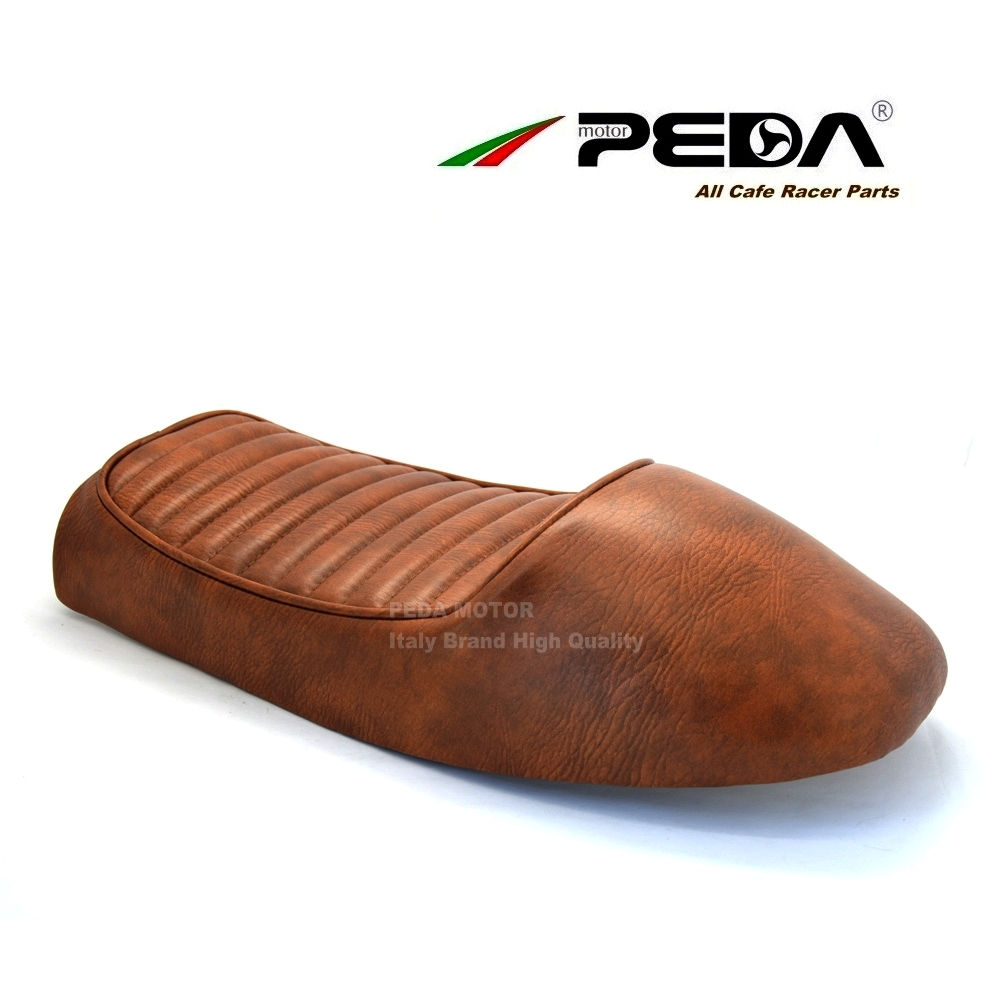 PEDA saddle brown universal hump rear up swept cafe racer seat