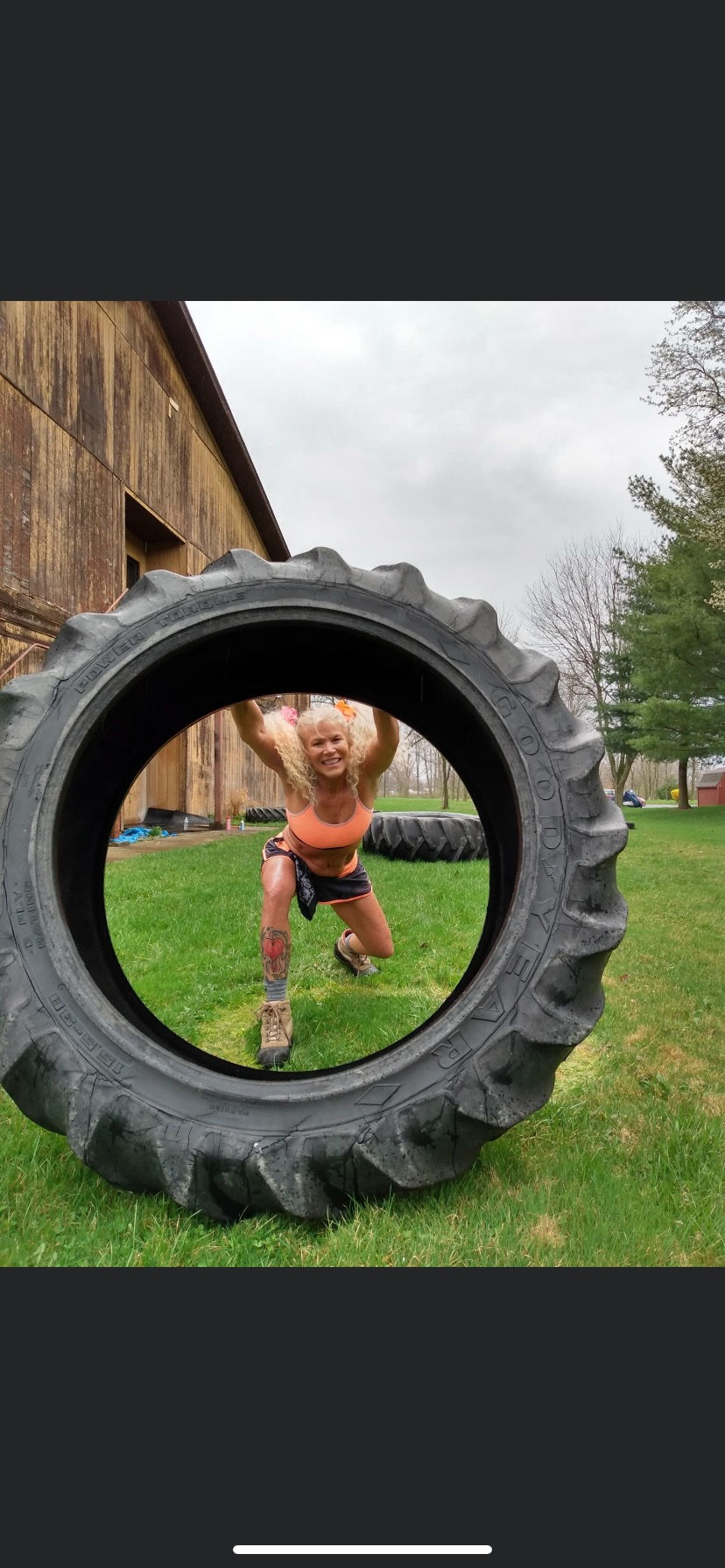 MP Fitness client doing tire flips