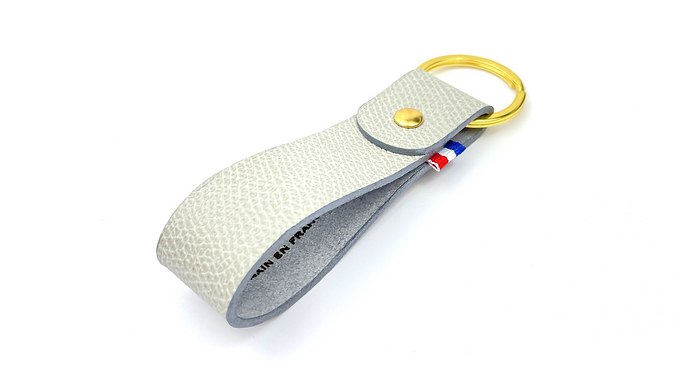 Light gray leather keychain