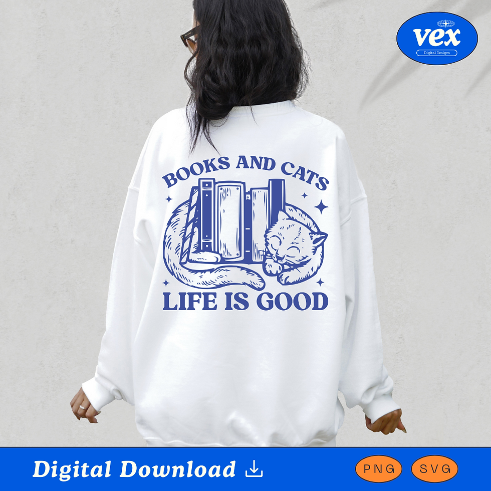 Thumbnail: Books and Cats Life is Good