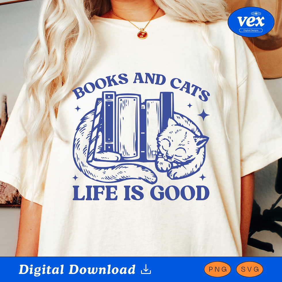 Thumbnail: Books and Cats Life is Good