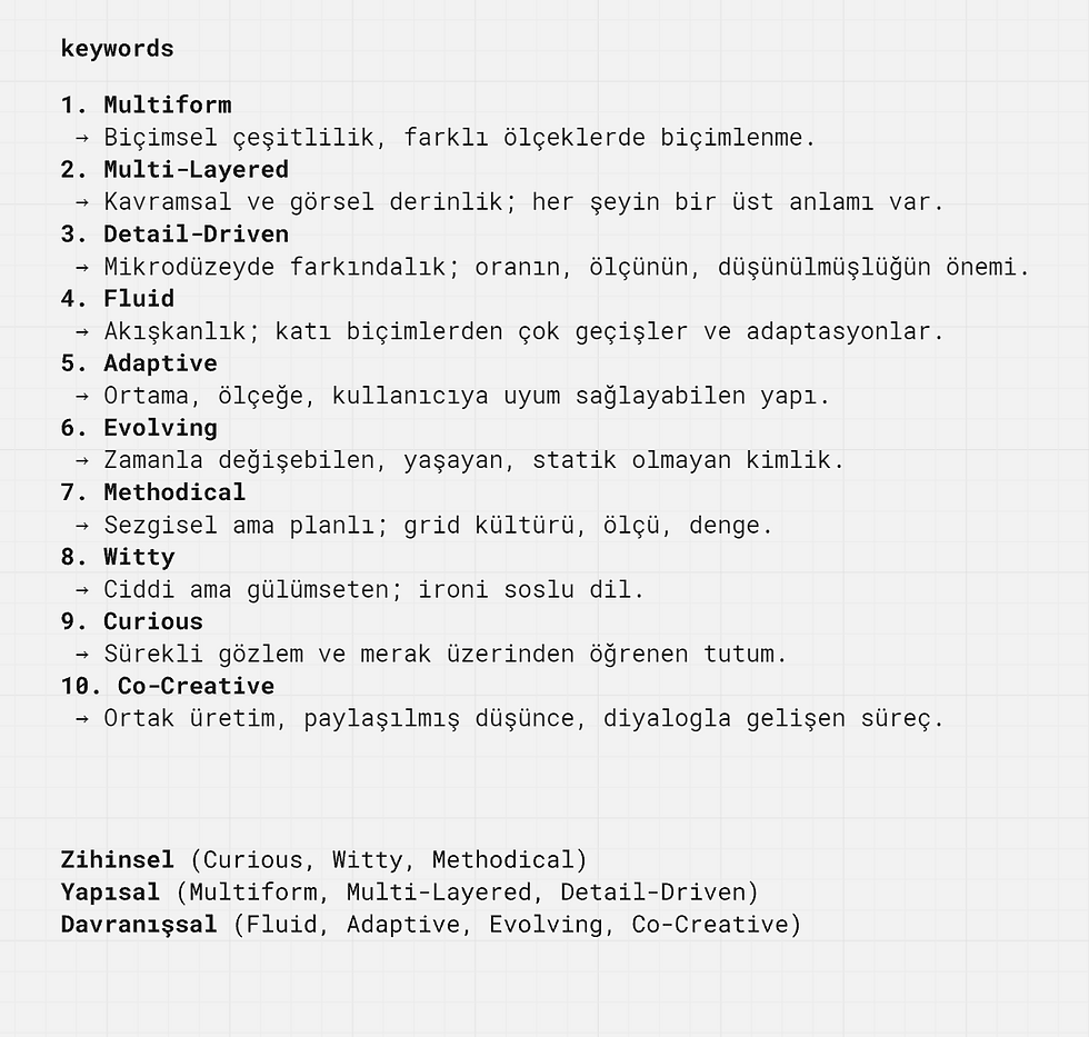 Fig.04 Anahtar kelimeler. Arada dönüp okuyup "vay be" diyorum.