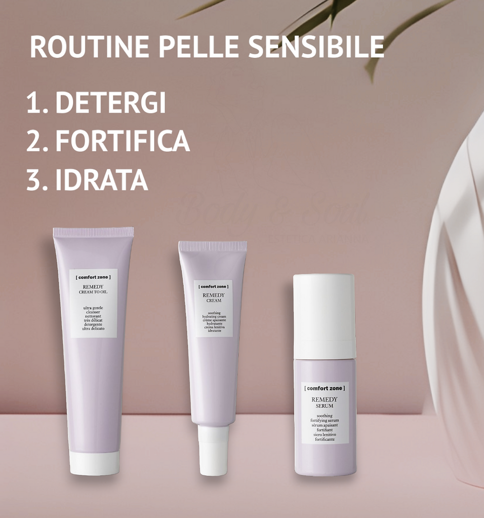 Miniatura: immagine beauty routine per pelle sensibile con Remedy cream to oil , remedy cream e remedy serum comfort zone