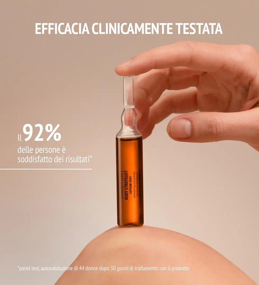 Miniatura: immagine della fialetta body strategist caffeine shot su un ginocchio