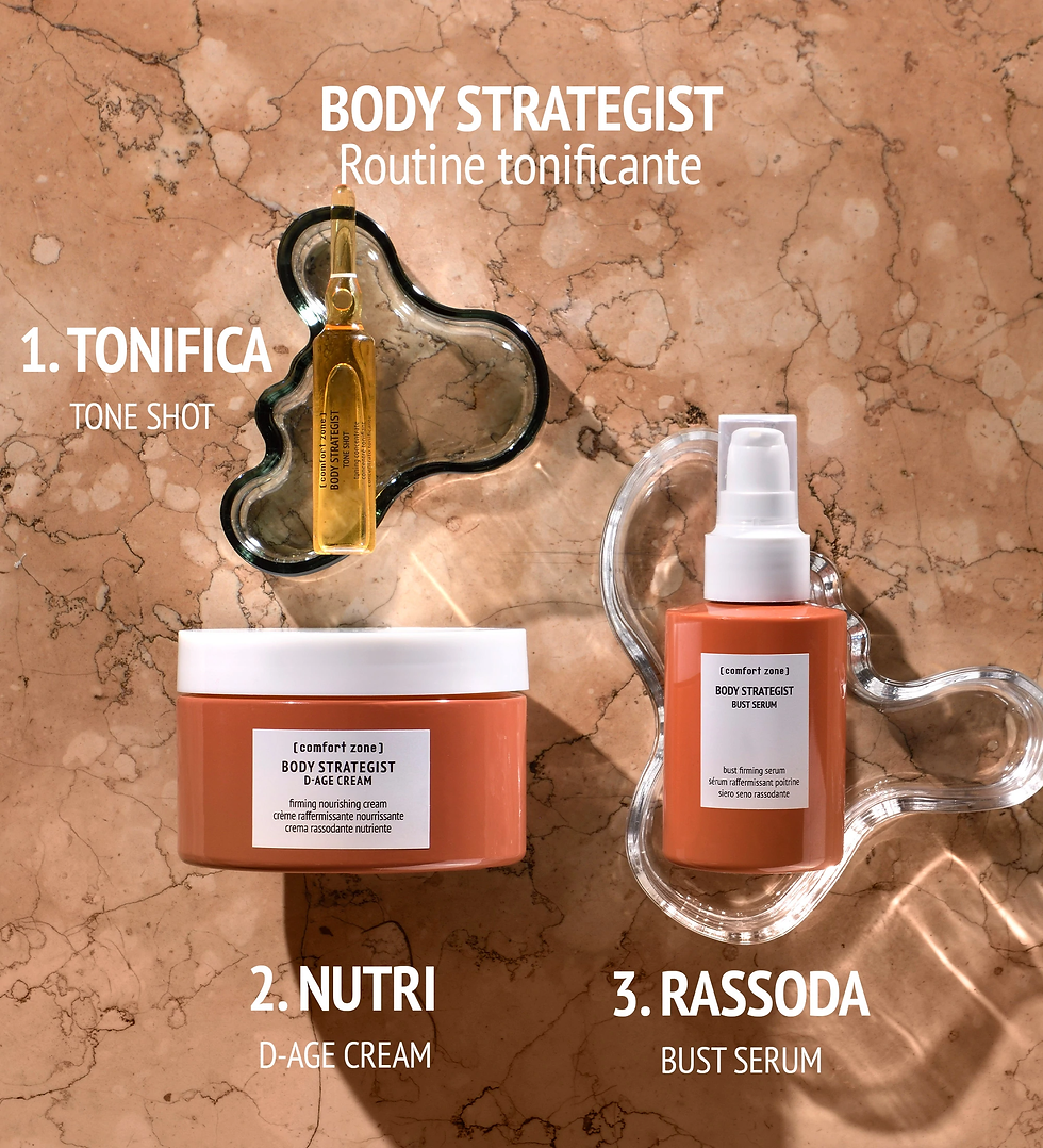 Miniatura: immagine dimostrativa cosmetici comfort zone linea body strategist cosmetici per cellulite, tono e seno rassodanti