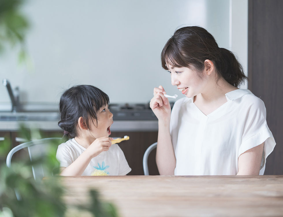 親子で歯磨きの練習