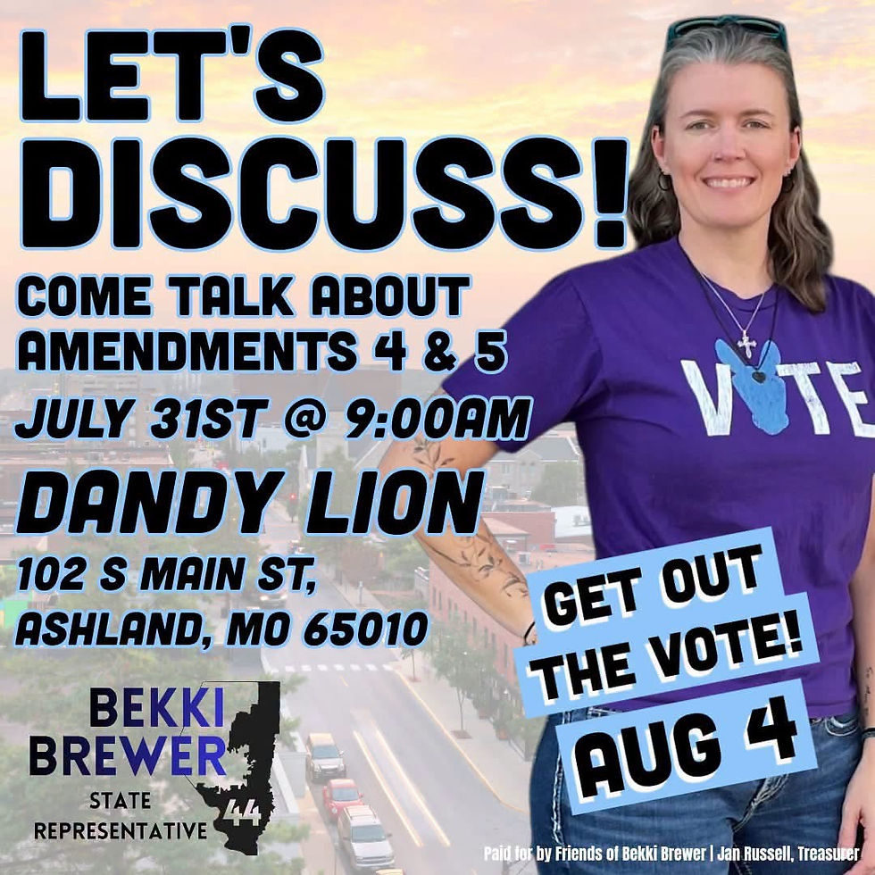 Amendments 4 & 5 Info-session at the Dandy Lion Cafe July 31st, 9:00am