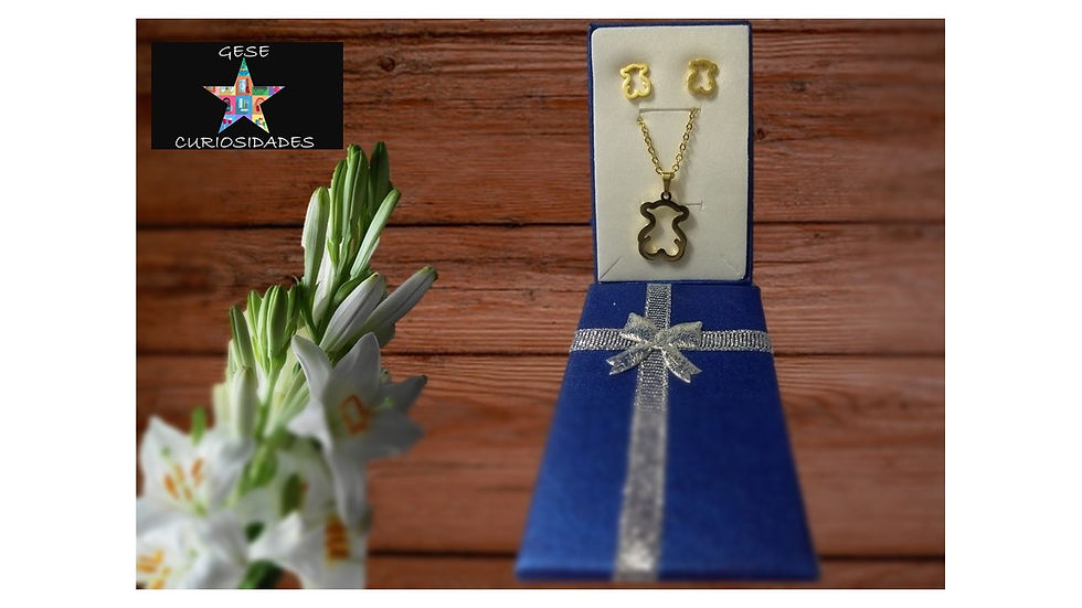 Miniatura: Oso Tous: Cadena y aretes de acero inoxidable
