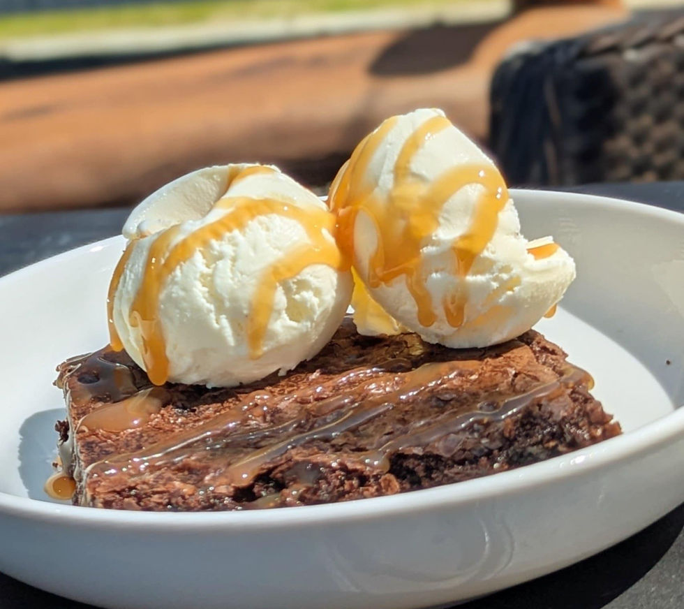 Newest menu item! Chocolate Stout Brownie served ala mode.
