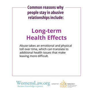 common reasons people stay in an abusive relationship: long-term health effects