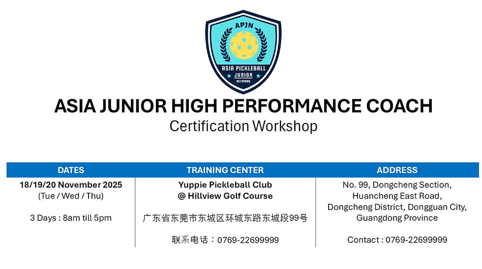 ASIA JUNIOR HIGH PERFORMANCE COACH Certification Workshop
