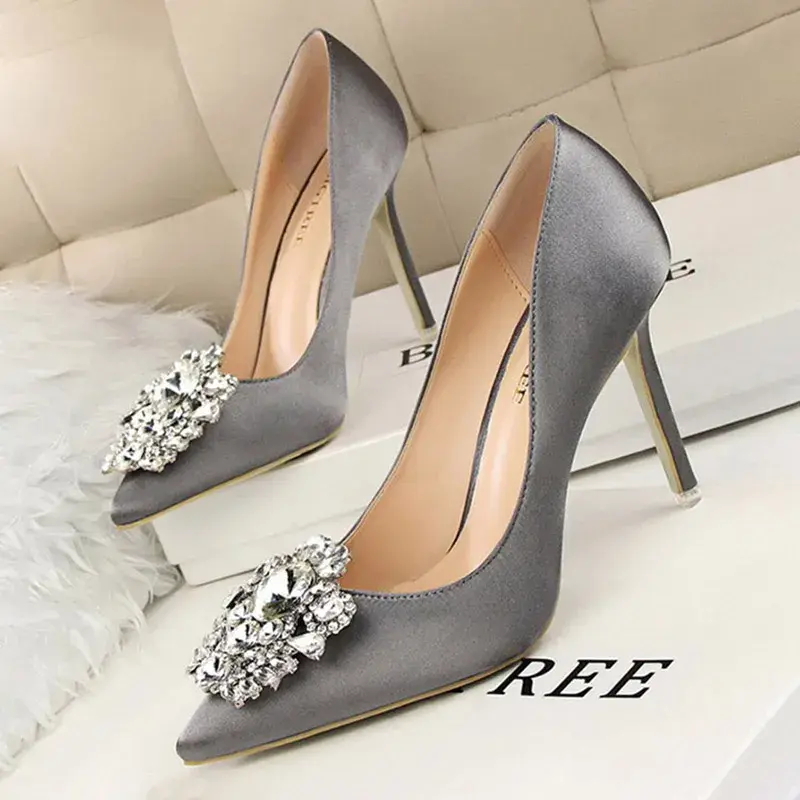 Thumbnail: Rhinestone Women Pumps Stiletto Heels Wedding Shoes Party Shoes Female
