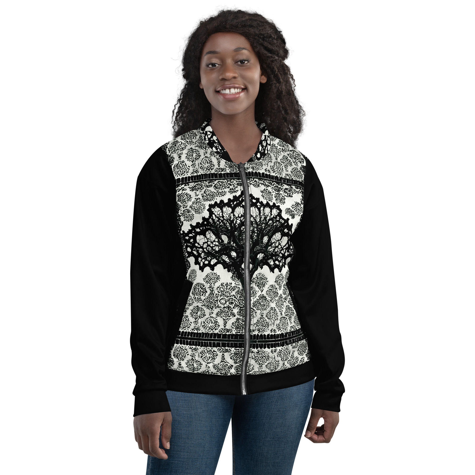 Lace and Trees Bomber Jacket