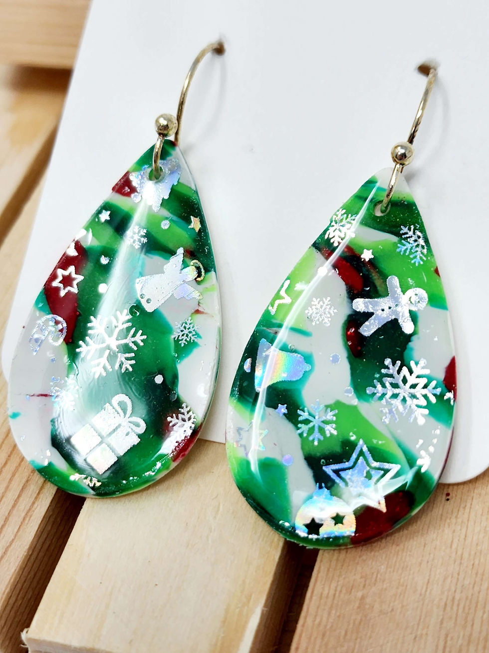 Thumbnail: Holiday holo pattern dangle on hooks 