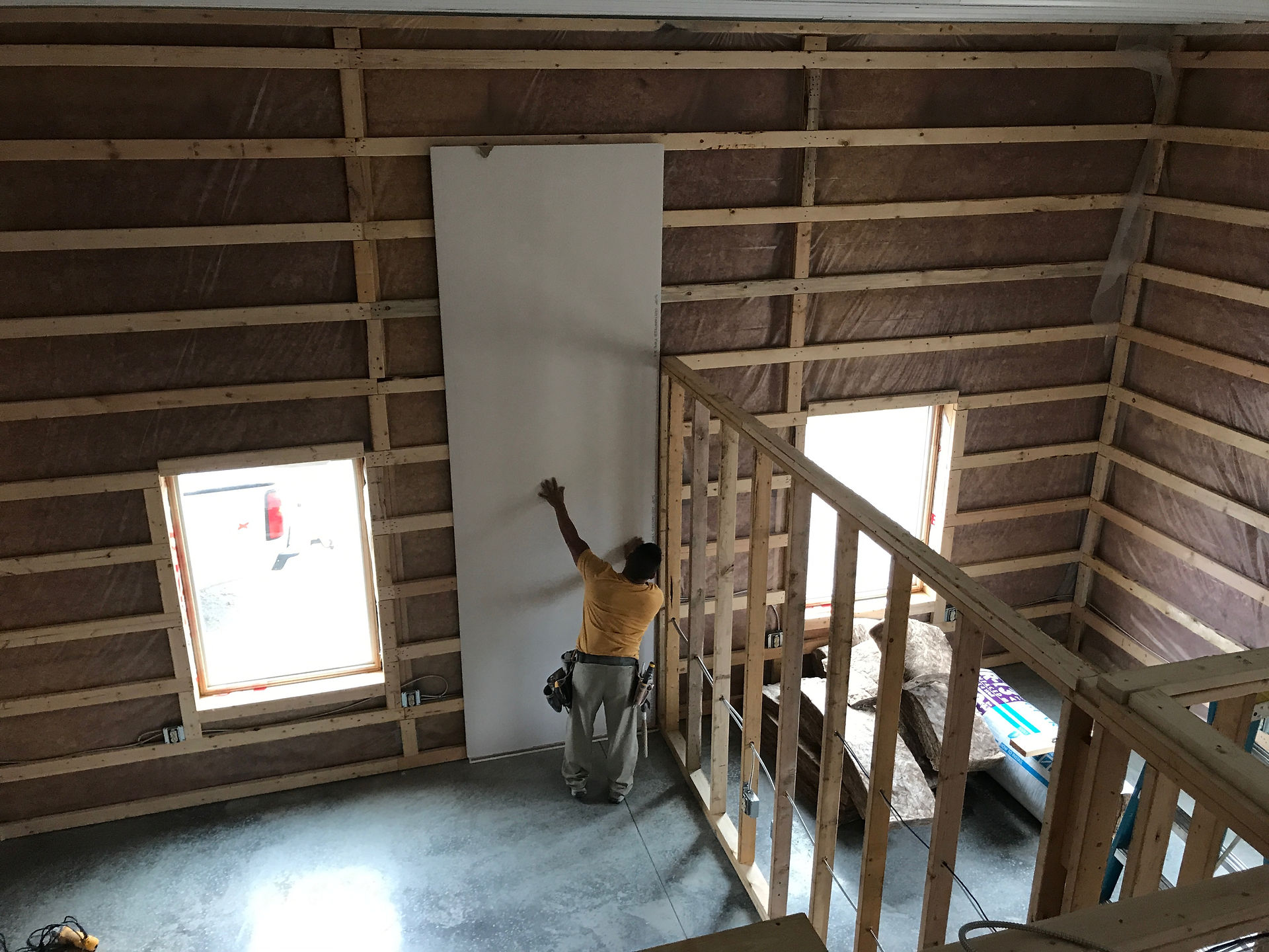 2017_08_28 First sheet of drywall in offices