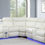 Thumbnail: U64	WHITE MOTION 3 PC SECTIONAL W/BLUETOOTH SPEAKER