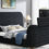 Thumbnail: B540-K   BLACK VELVET KING BED W/FIREPLACE, TV MOUNT & BLUETOOTH SPEAKER & USB