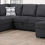 Thumbnail: U274	BLACK 3 PC SECTIONAL W/USB (TYPE A+C)