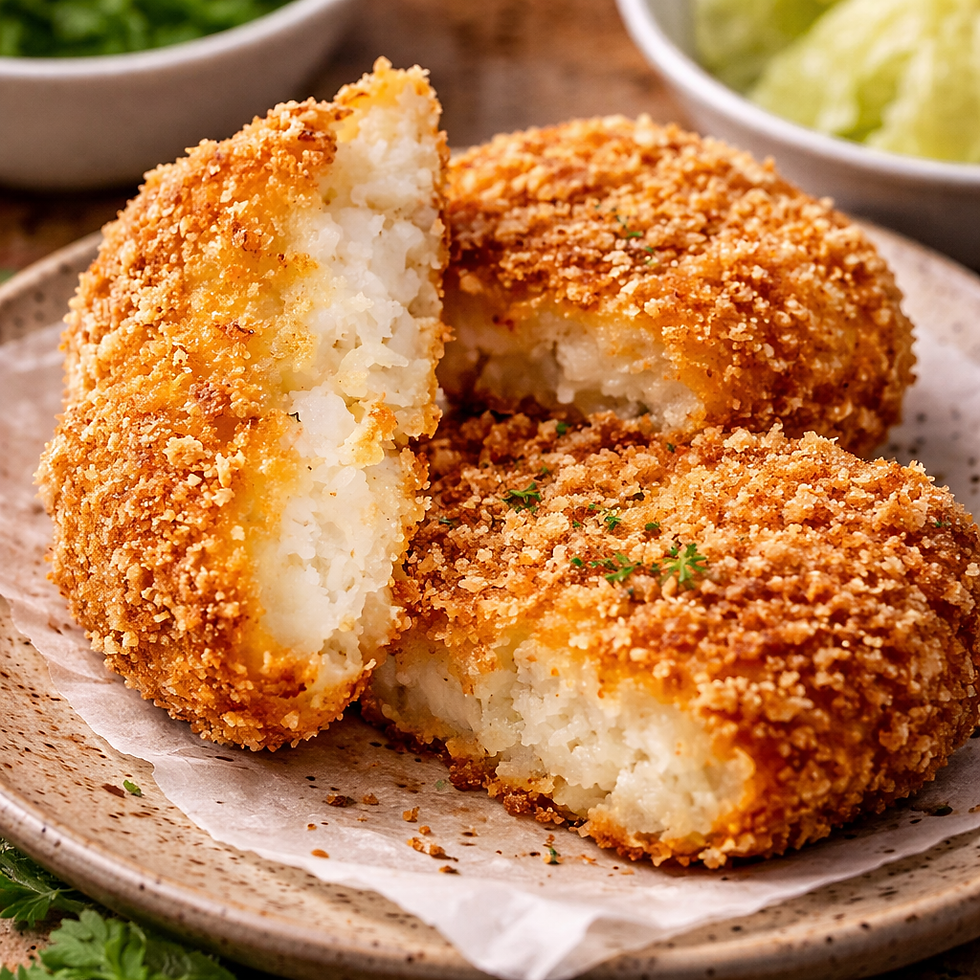 Dongwon Whole Shrimp Cutlet plated in close-up, showing crispy golden breadcrumb coating and a soft shrimp-filled interior.