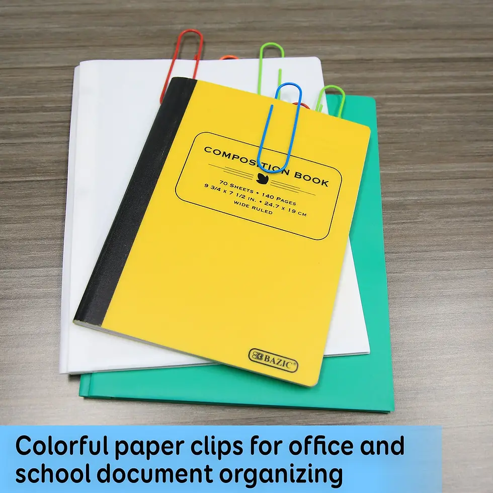 Basic Mega Paper Clips BAZIC Paper Clips (100mm) Mega Color (10/Pack) | MyFreshDash