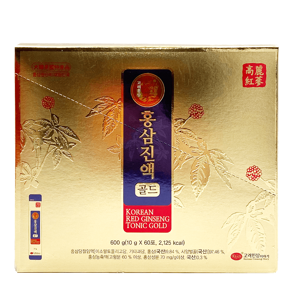 KGS Tonic Gold Korean Red Ginseng 0.3 fl oz (10 ml) × 60 Pouches