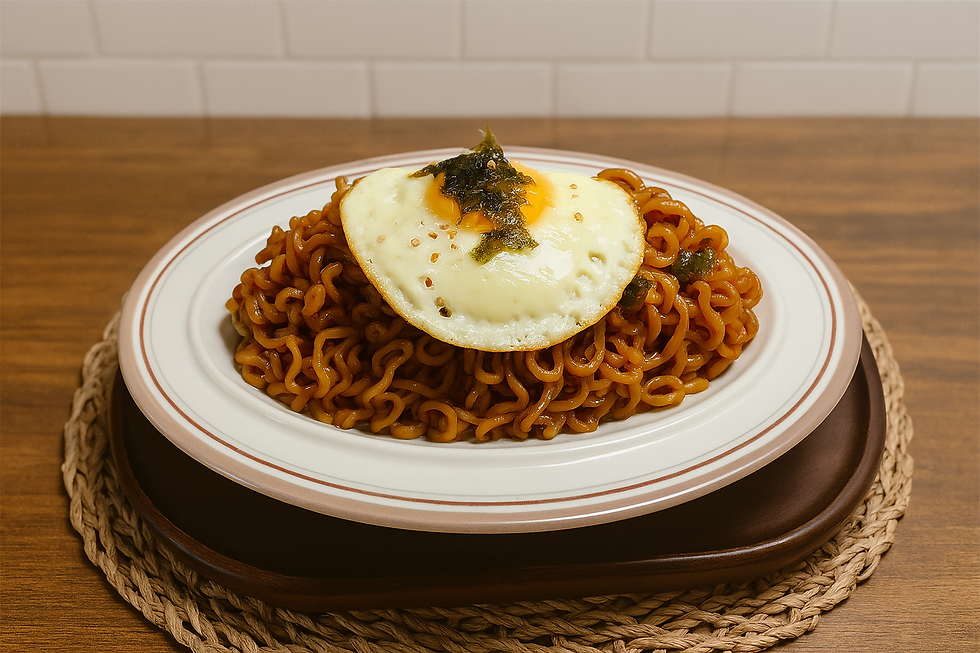 Jjapaguri with fried egg