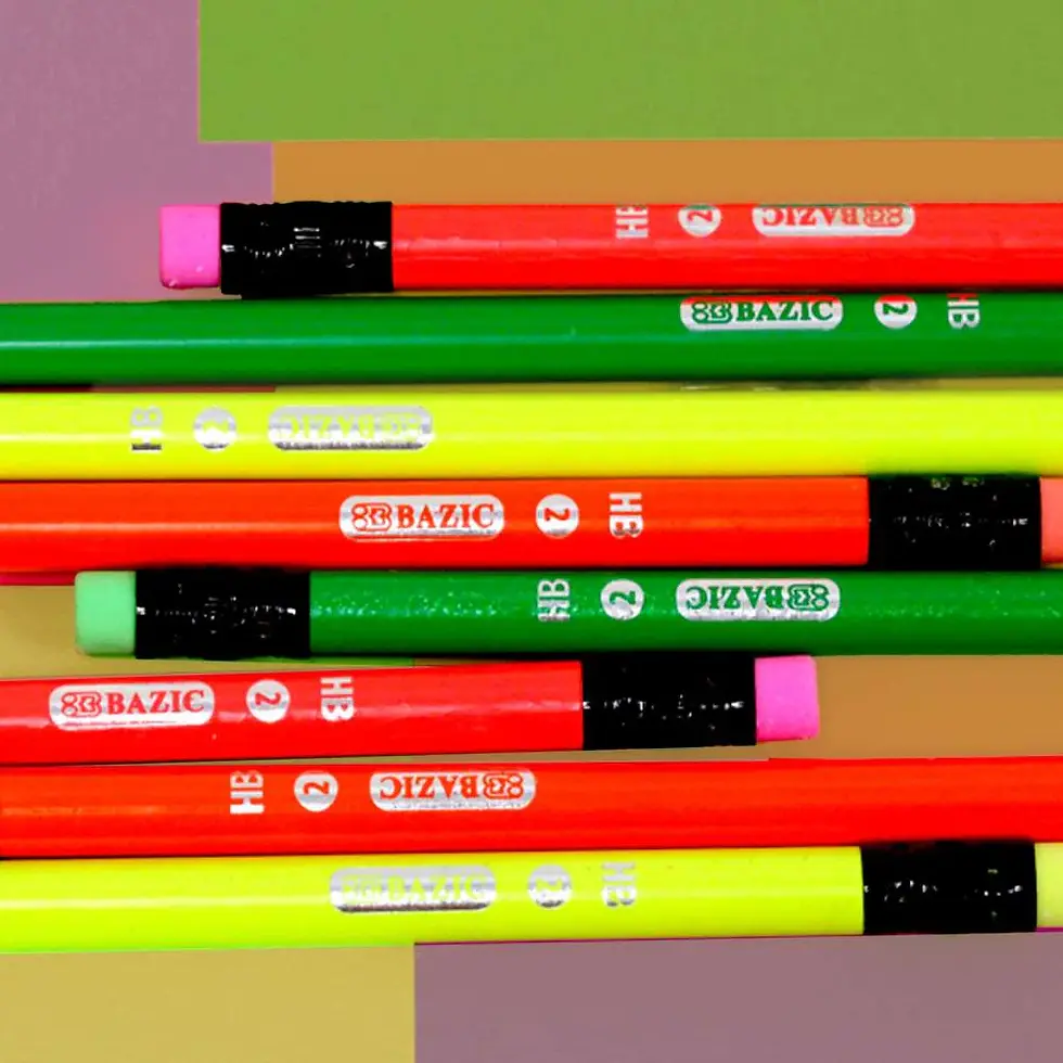 Thumbnail: BAZIC Fluorescent Wood Pencil w/ Eraser – 8 Pack