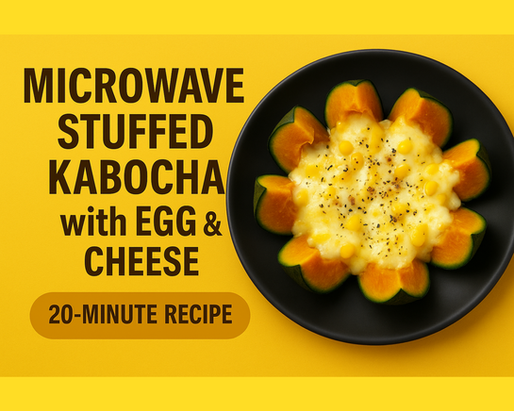 Thumbnail of Microwave Stuffed Kabocha with Egg & Cheese (20-Minute Recipe)